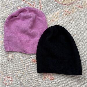 Portolano Women's Slouchy Pink and Black Beanie Set